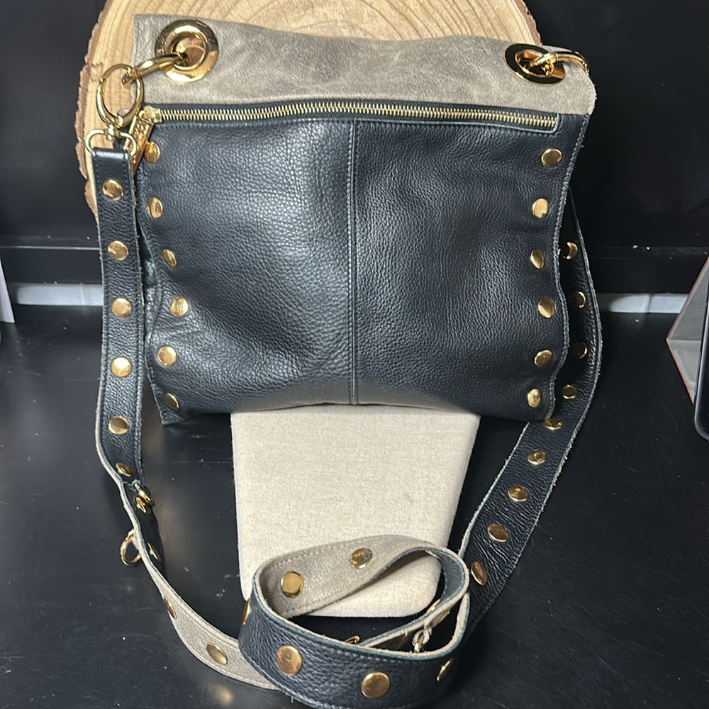Hammitt Montana Gold Shoulder Bag Crossbody Purse Foldover Two Toned Leather - Picture 5 of 16